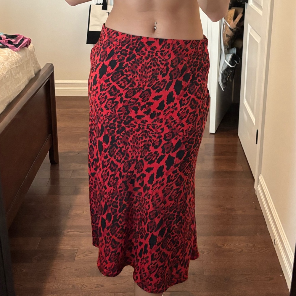 Carolina Belle Red and Black Animal Print Skirt
